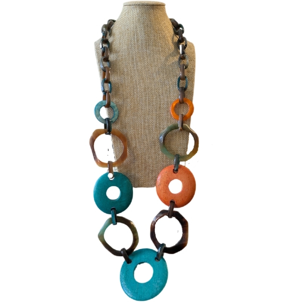 Orange And Turquoise Statement Necklace